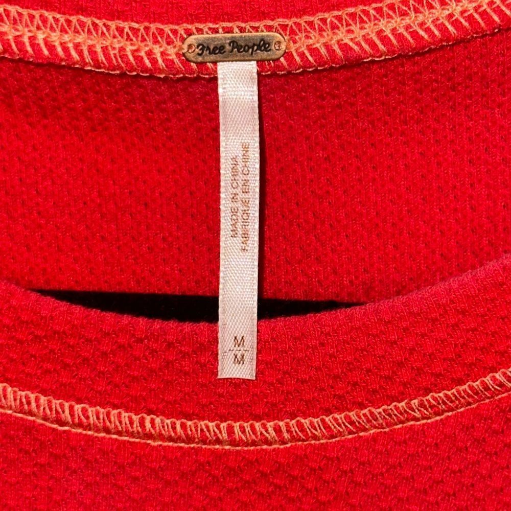 Free People Thermal Vibrant Red Long Sleeve Top - Picture 4 of 6